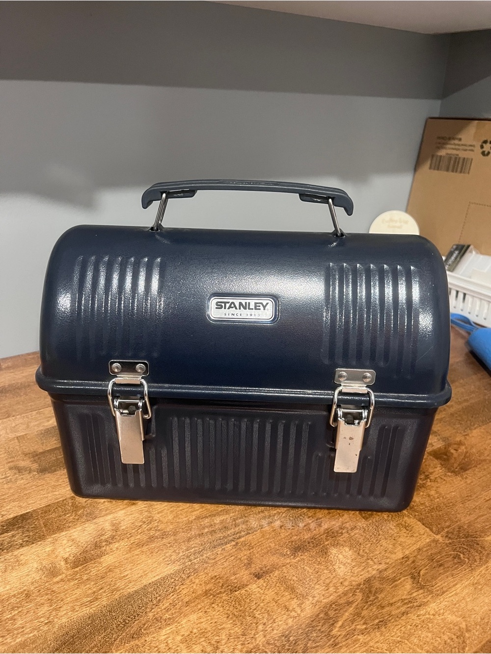 Stanley Navy Metal Lunch Box with Silver Hardware